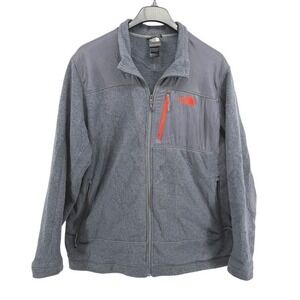 The North Face Fleece Jacket Mens XXL Pre-Owned Full Zip Logo Pocket‎ Gray/Red